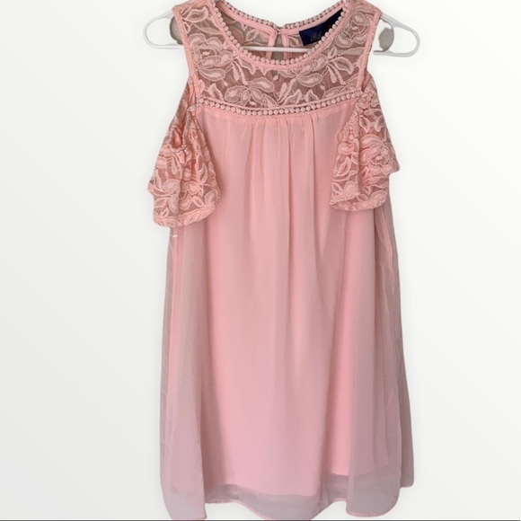 VALENTINES DAY COLLECTION:NWT Francesca’s Blue Rain Pink Cold-Shouldered Dress - Picture 1 of 8
